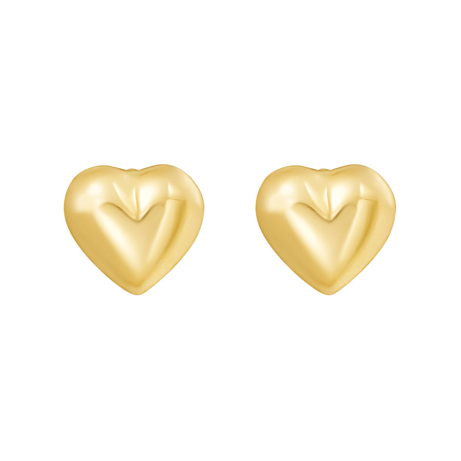 14K Mini Puffed Heart Studs