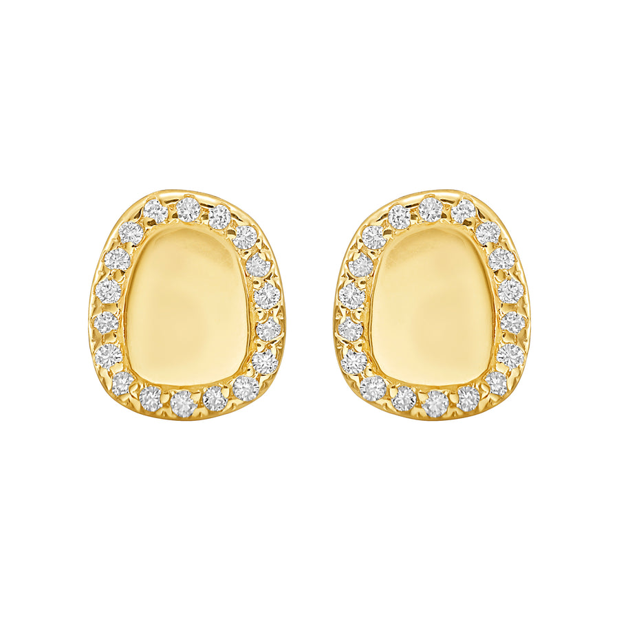 14K Diamond Freeform Cushion Earrings