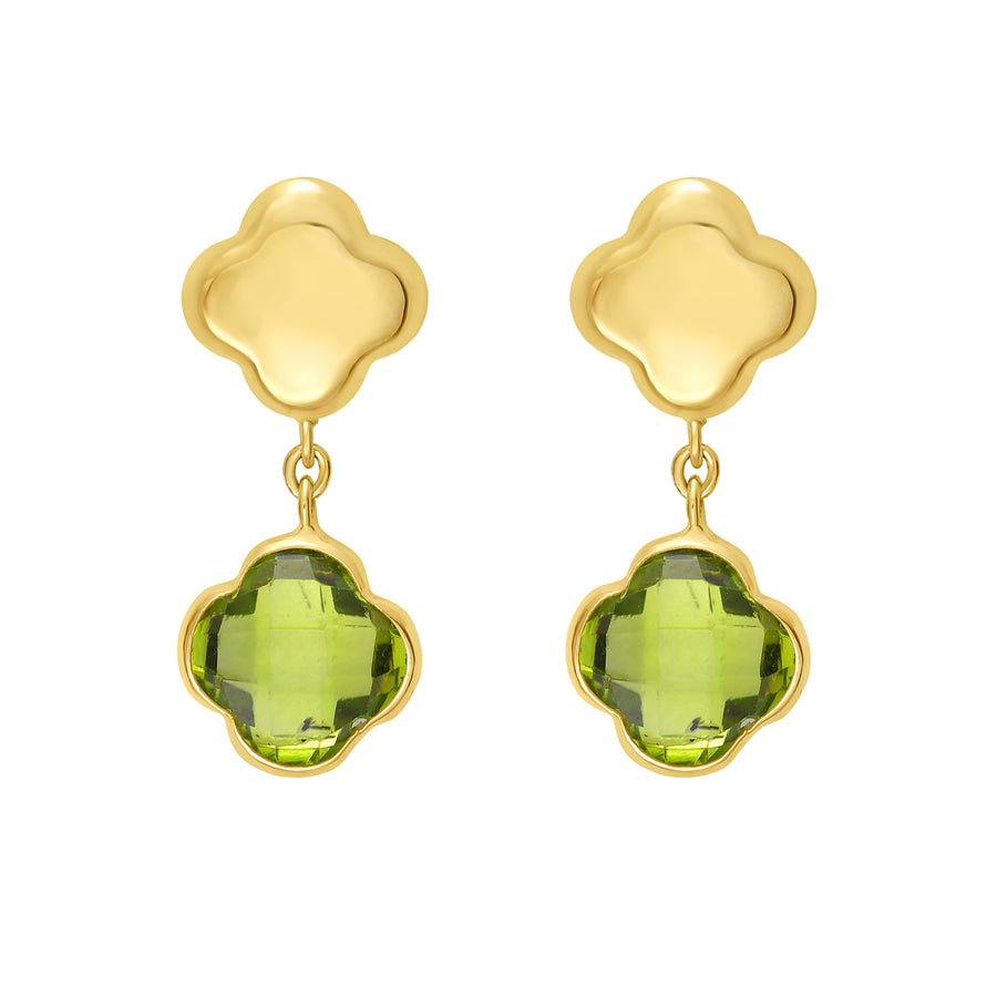 14K Peridot Clover Gem Earrings
