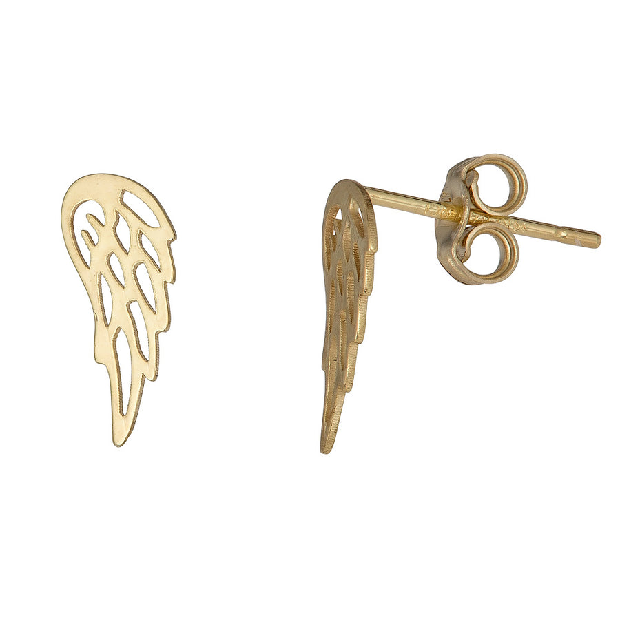 14K Gold Angel Wing Stud Earring