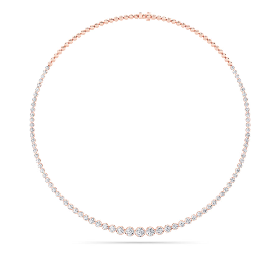 14KR 10ct Lab Diamond Tennis Necklace F+VS+