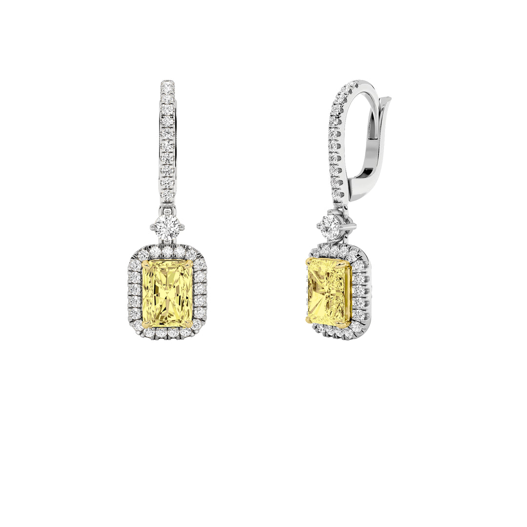 14K WY 4.8ctw Lab Diamond Halo Earrings