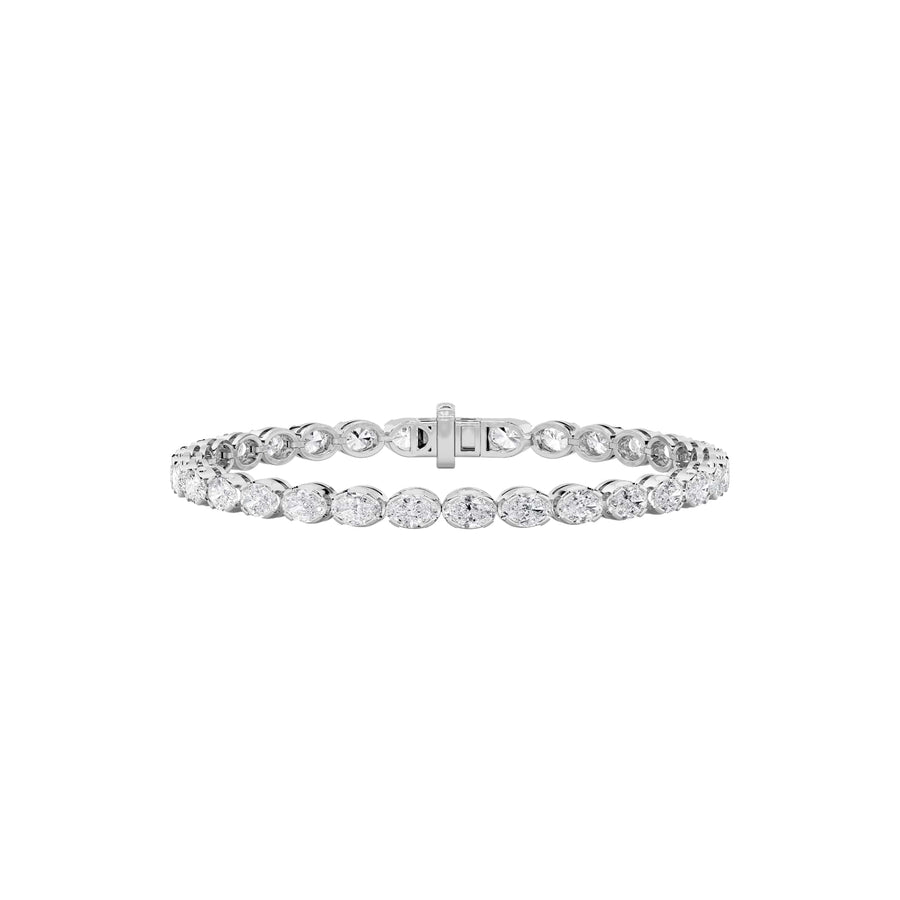 14K White Gold 11ct Lab Diamond Oval Bracelet