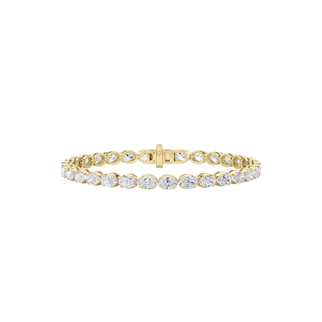 14KY 11ctw Lab Diamond Oval Center Statement Bracelet
