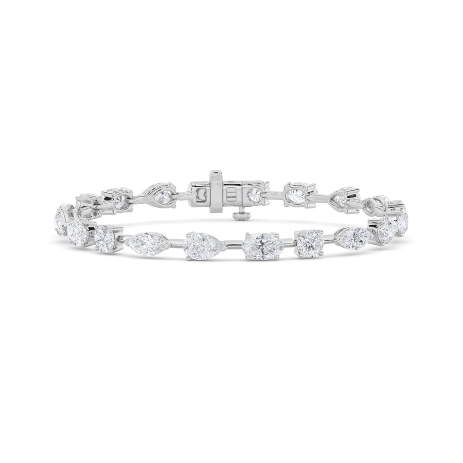 14KW 7.3ct F+ VVS+ Lab Diamond Tennis Bracelet