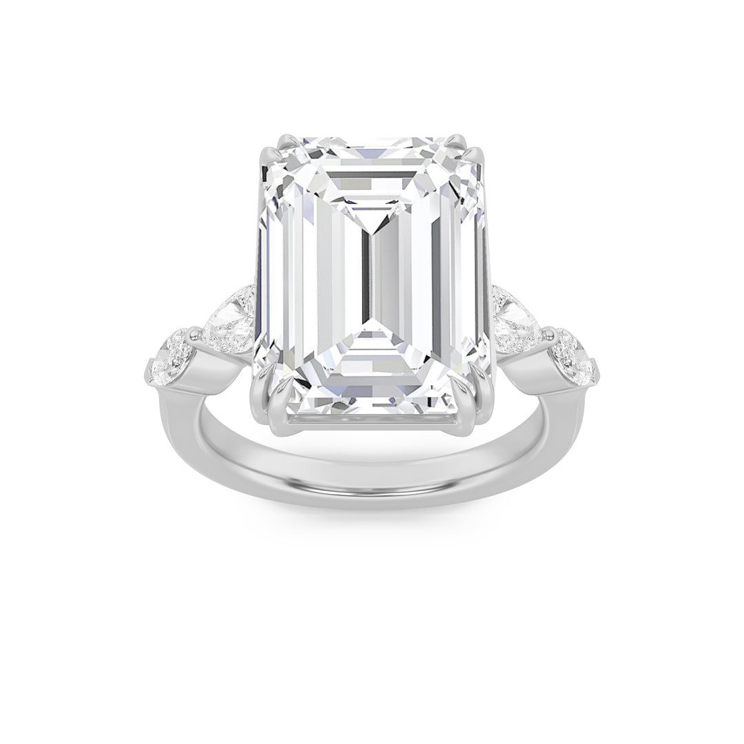 14KW 7.3ct Emerald Lab Diamond Solitaire Ring