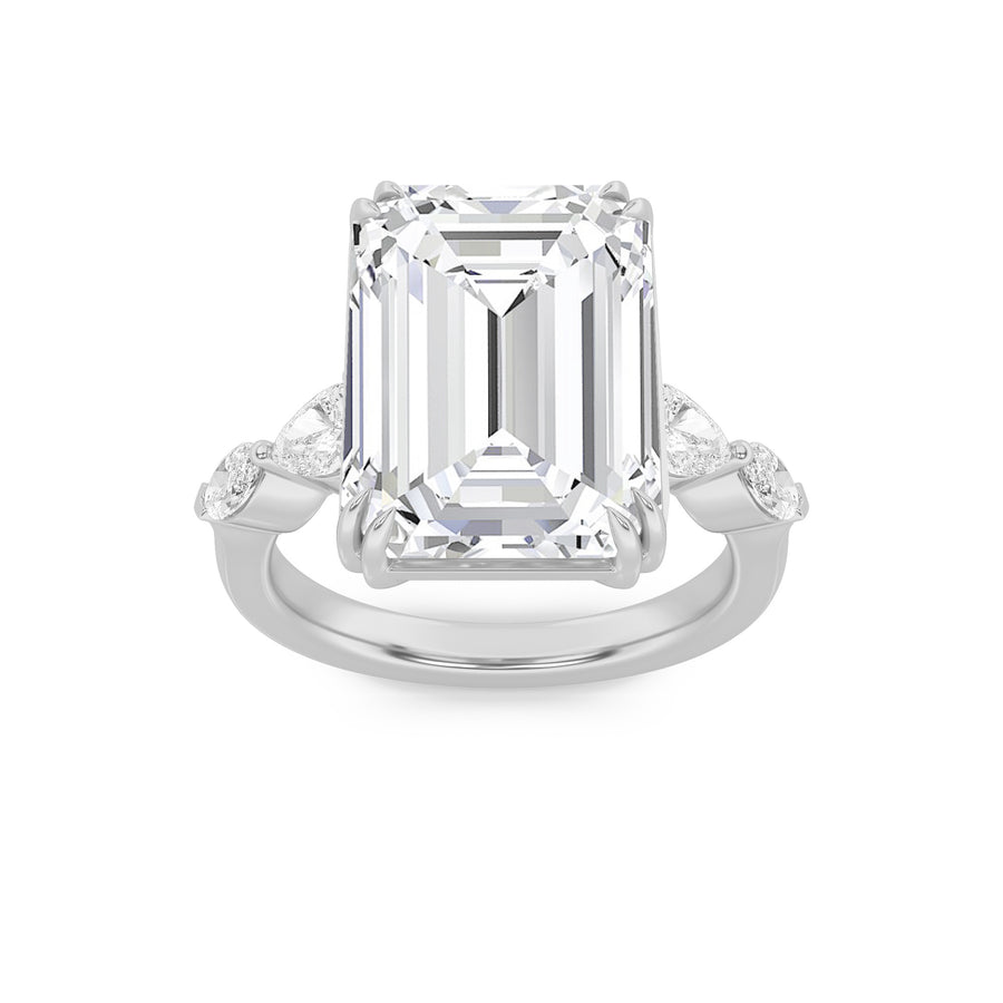 14KW 7.3ct Emerald Lab Diamond Solitaire Ring