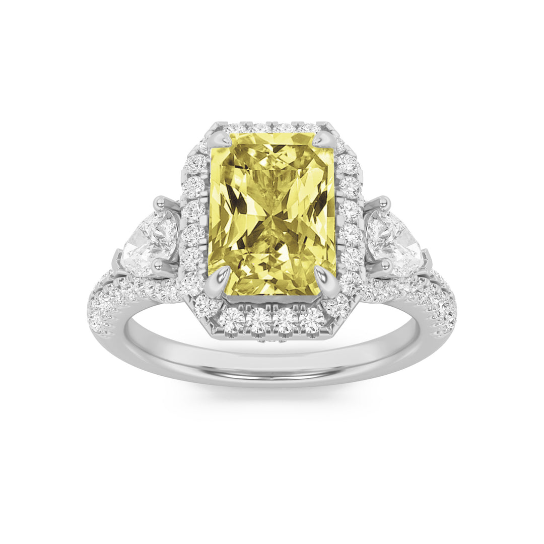 14KW 4.2ct Lab Diamond Halo Engagement Ring, Size 7