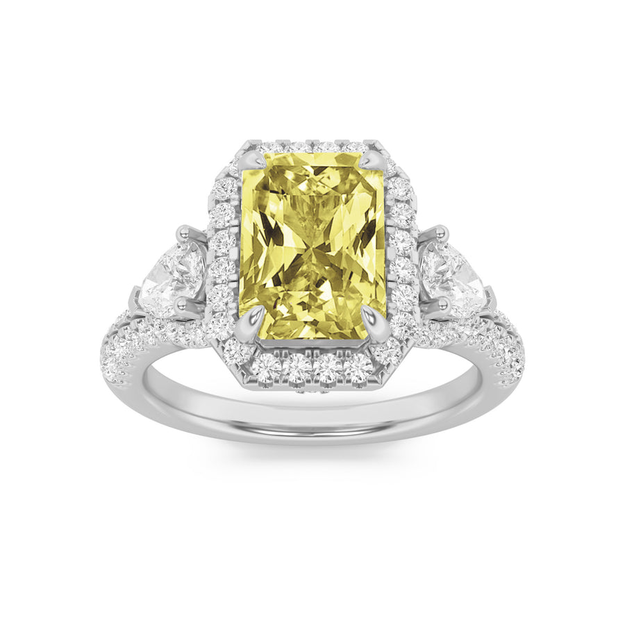 14KW 4.2ct Lab Diamond Halo Engagement Ring, Size 7