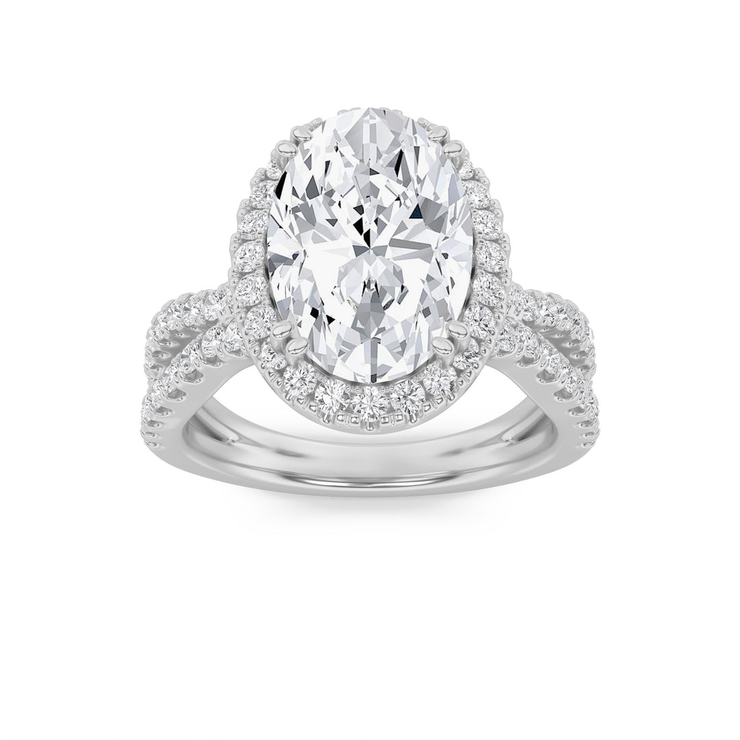 14KW 5ct Oval Lab Diamond Halo Engagement Ring