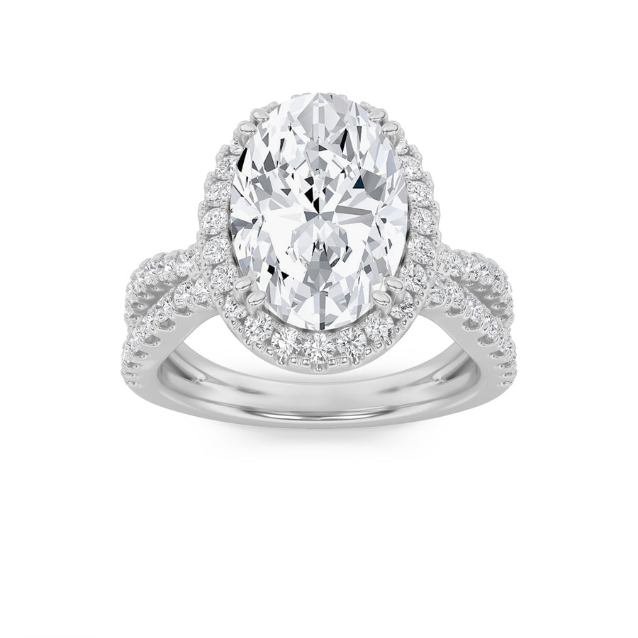 14KW 5ct Oval Lab Diamond Halo Engagement Ring