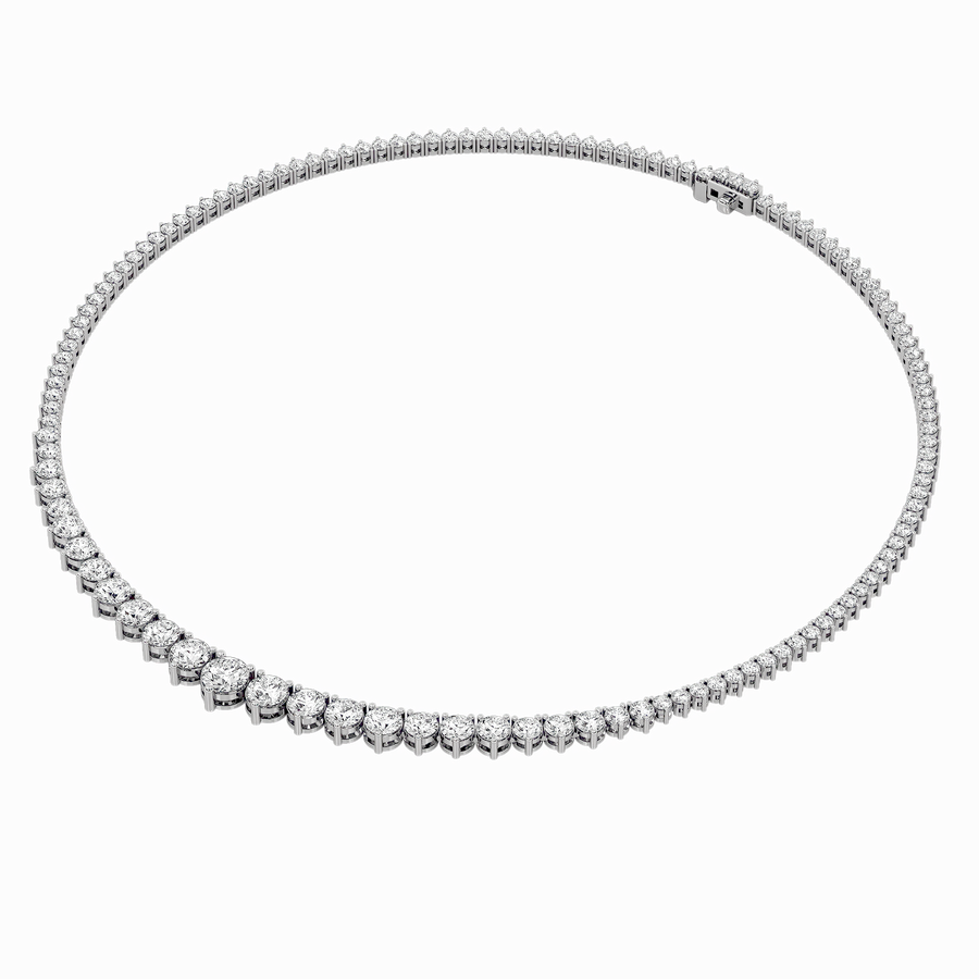 14K White Gold 10ct F+ VS+ Lab Diamond Tennis Necklace