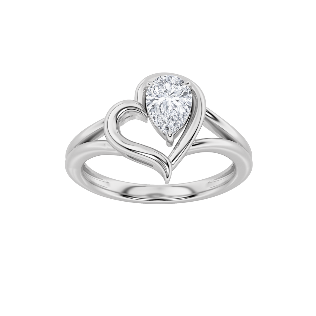 14K White Gold Lab Diamond Solitaire Ring 0.50ct