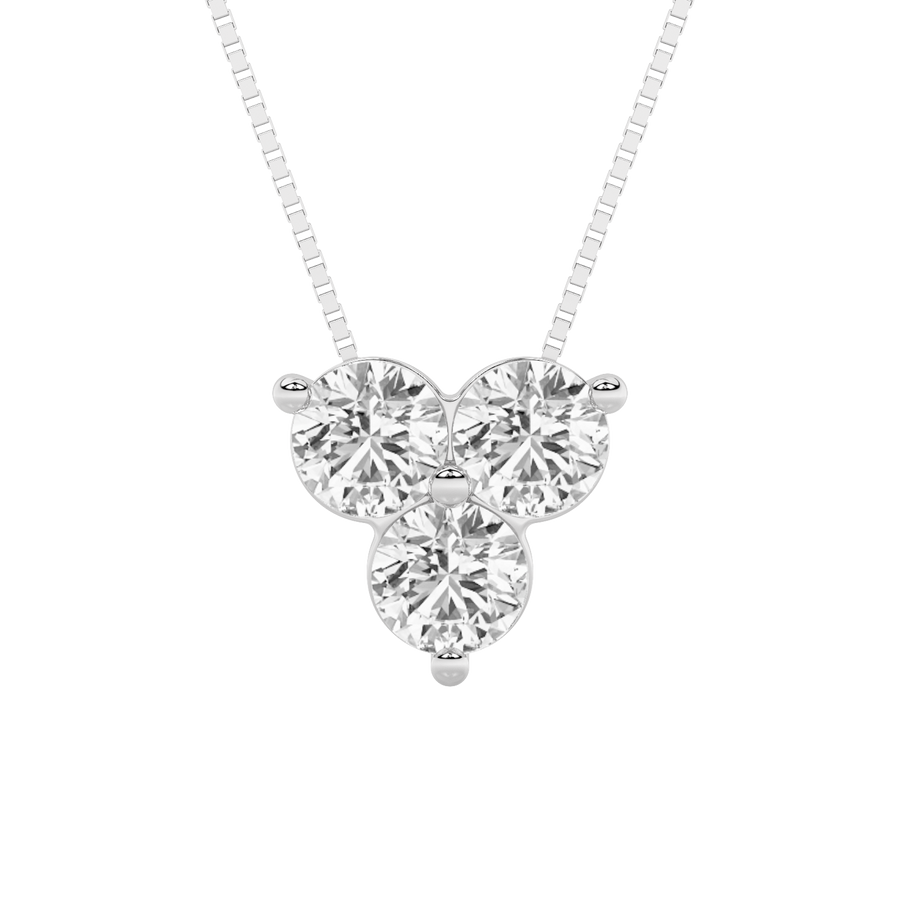 14K White Gold Lab Diamond Cluster Pendant 1ctw