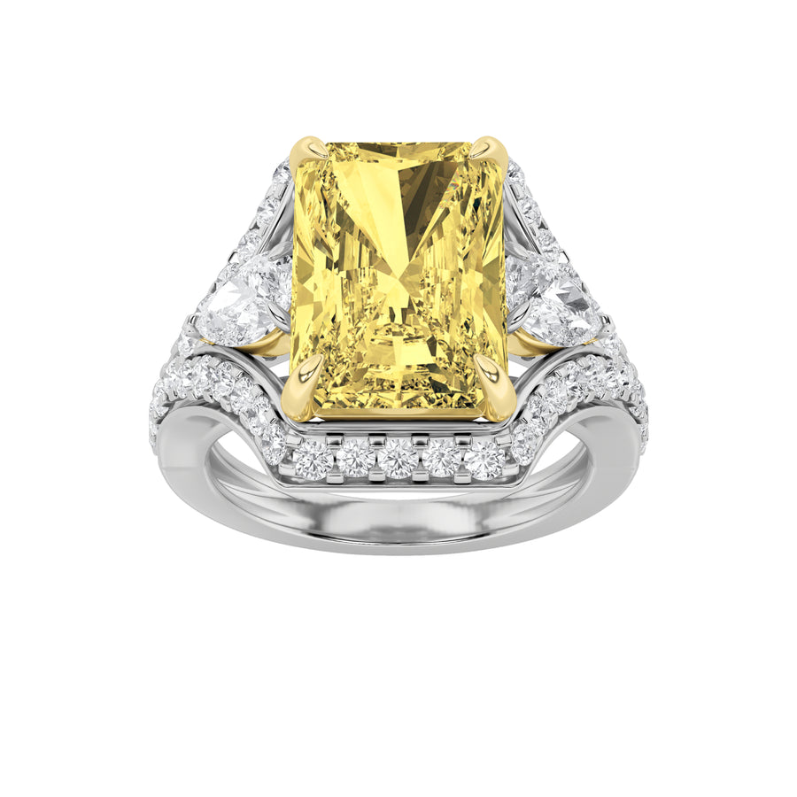 14K WY 6.33ct Lab Diamond Three-Stone Ring Sz 7