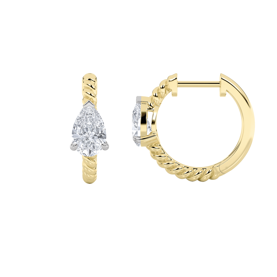 14KY 1ct Lab Diamond Hoop Earrings F+VS+