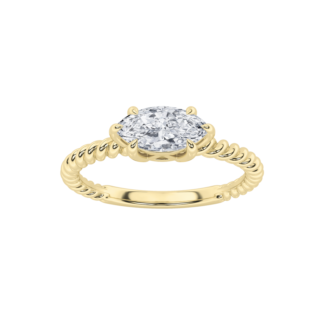 14K Yellow Gold 0.5ct Lab Diamond Marquise Solitaire Ring