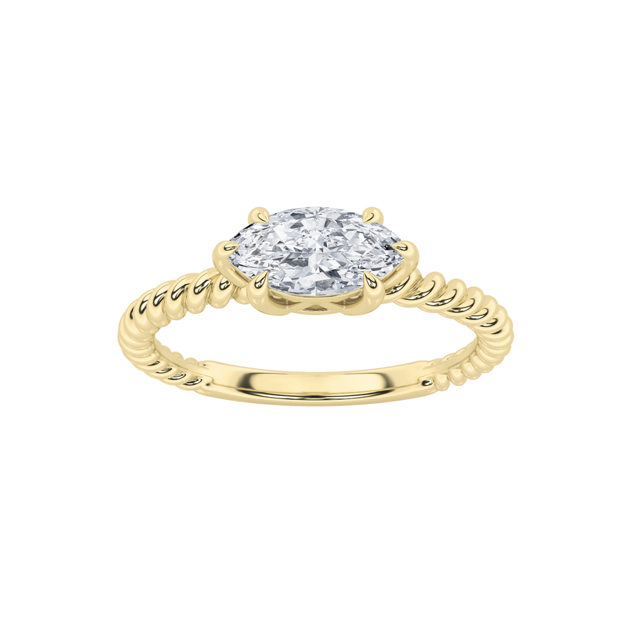 14K Yellow Gold 0.5ct Lab Diamond Marquise Solitaire Ring