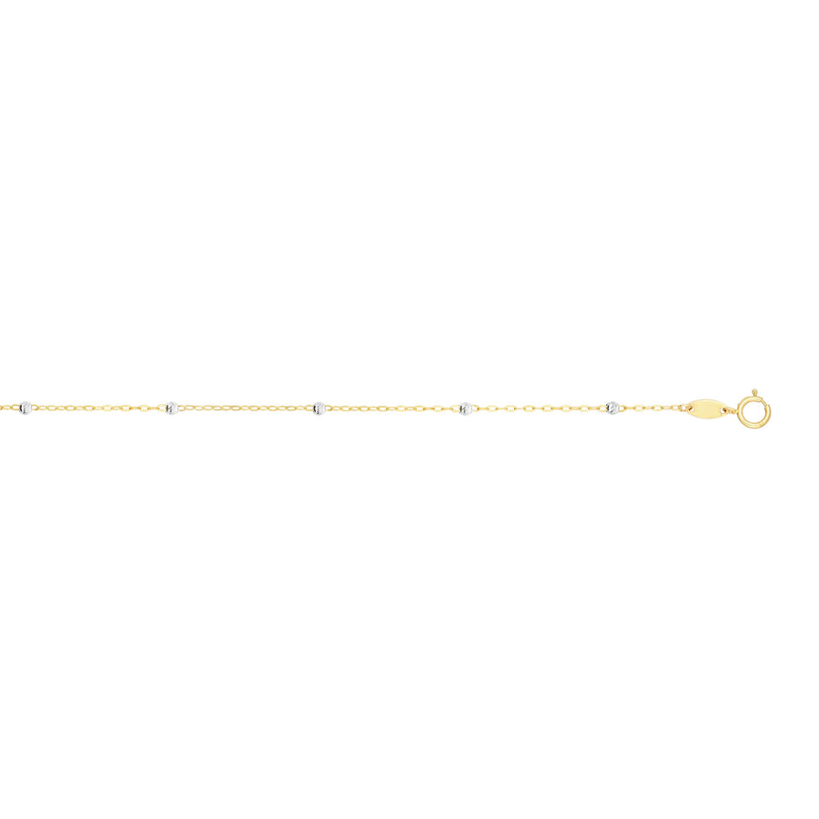 14K Gold 1.8mm Diamond Cut Bead Saturn Chain
