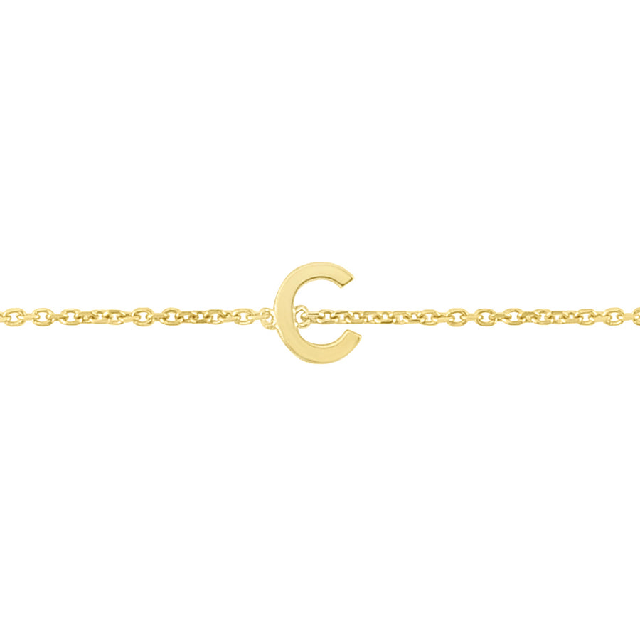 14K Mini Initial C Necklace