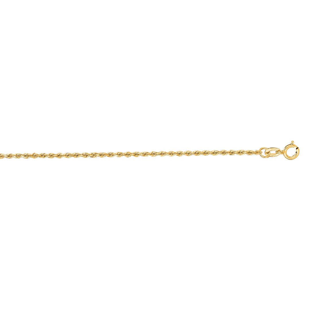 14K Gold 24"" 1.4mm Diamond Cut Royal Rope Chain