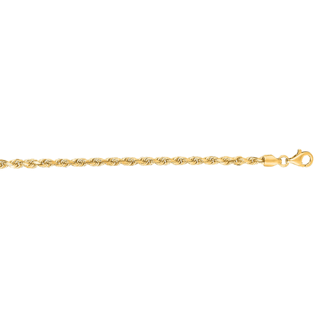 14K Gold 22"" 3mm Diamond Cut Royal Rope Chain