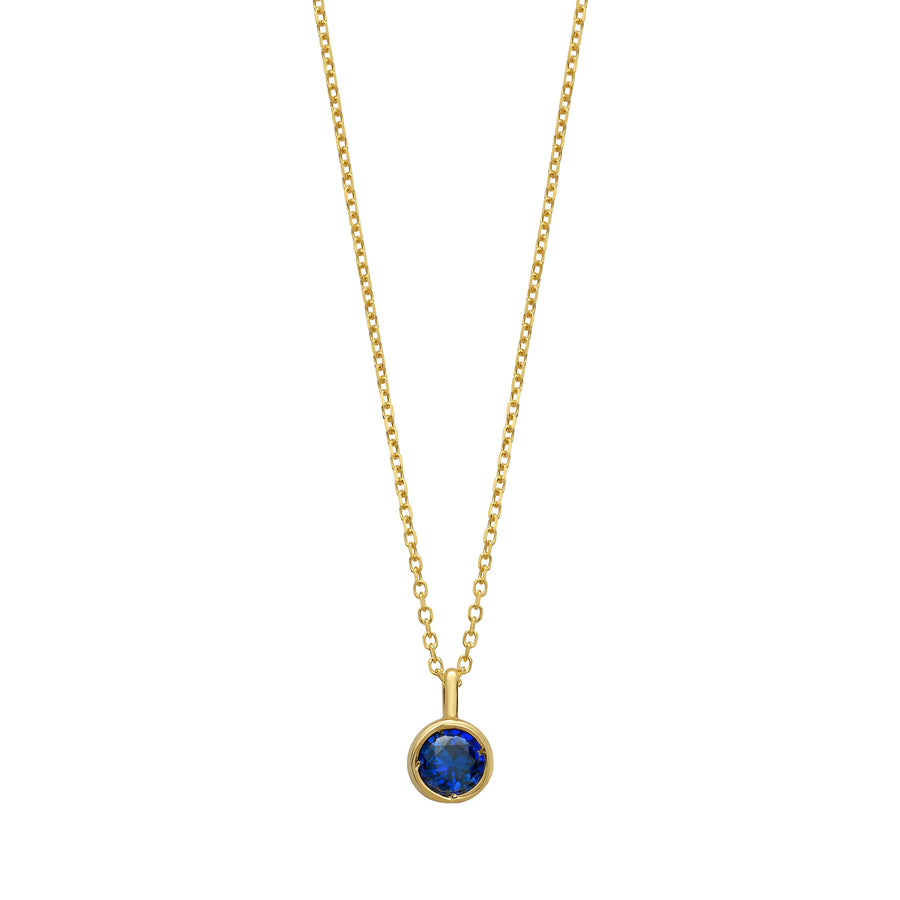 14K Created Blue Sapphire Birthstone Pendant