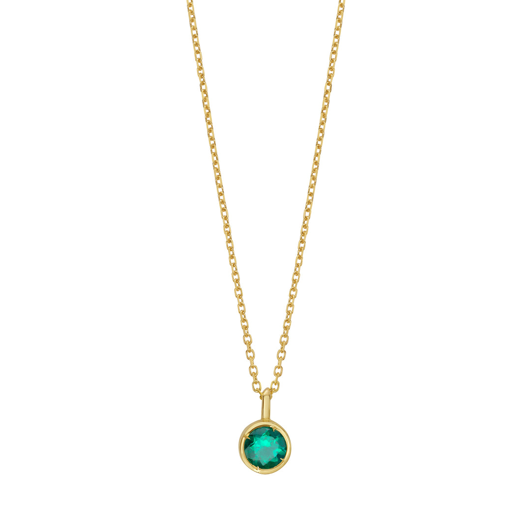 14K Created Emerald Birthstone Pendant