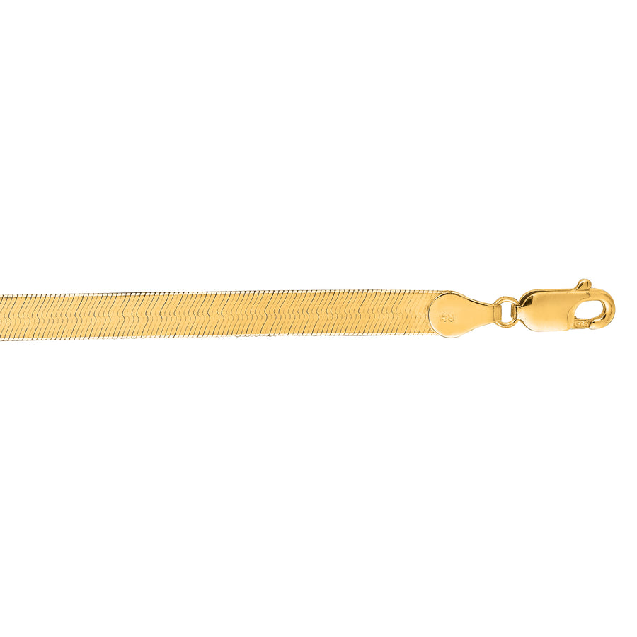 14K Gold 7"" 5mm Imperial Herringbone Chain