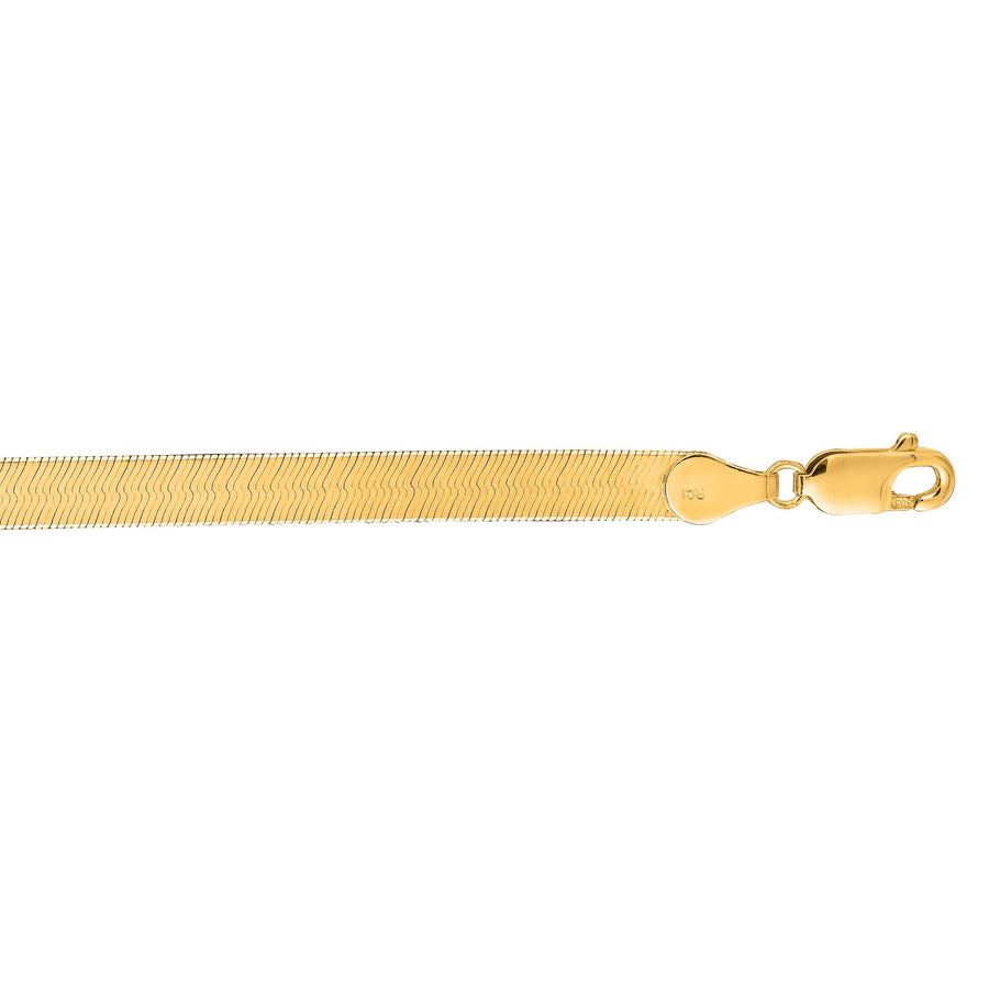 14K Gold 8"" 6mm Imperial Herringbone Chain