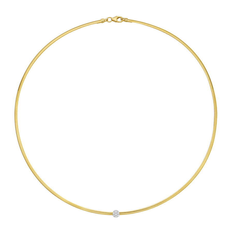 14K TT Diamond Omega Round Necklace