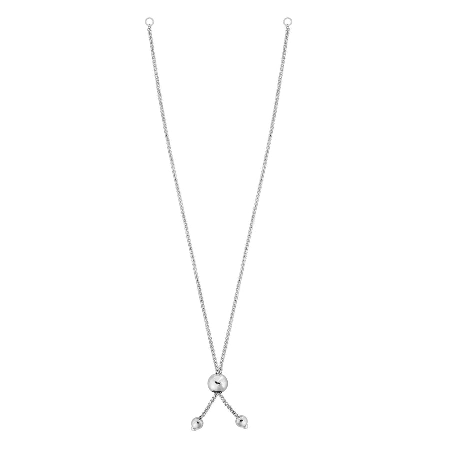 14K Gold Round Wheat Chain with Ball Slide Friendship Bracelet